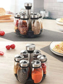 🧂 Porta-Temperos Giratório com 6 Potes de Vidro — Organização e Praticidade na Sua Cozinha!